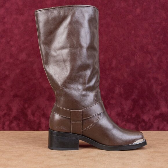 Dolce Vita Women Evi Brown Leather Moto Biker Metal Harness Fashion Boots sz 6.5 - Picture 9 of 9
